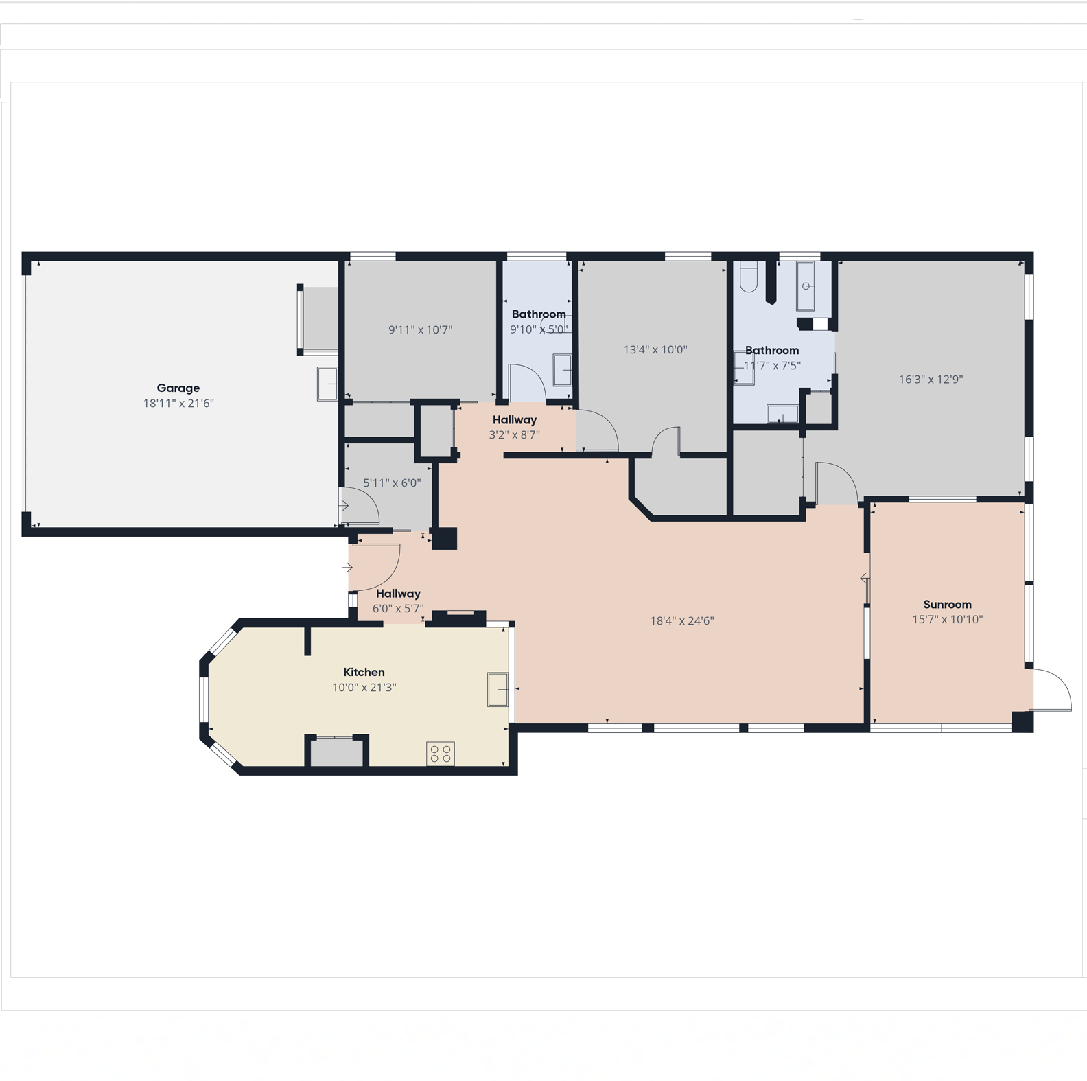 Bright open floor plan with large windows, allowing natural light to fill the living room with scenic golf course views.