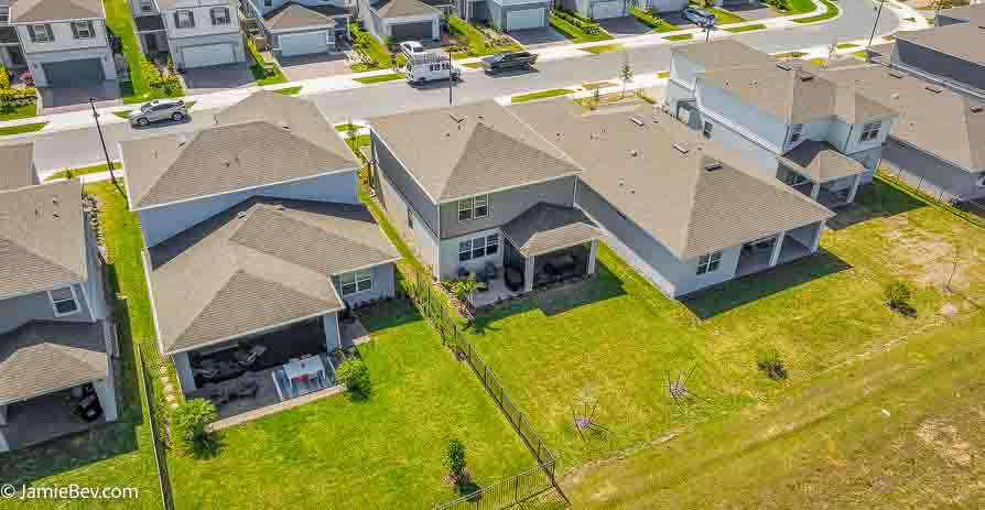 Arial view of 17291 Saw Palmetto Ave, a 4-bedroom home in Serenoa Lakes, Clermont, FL.