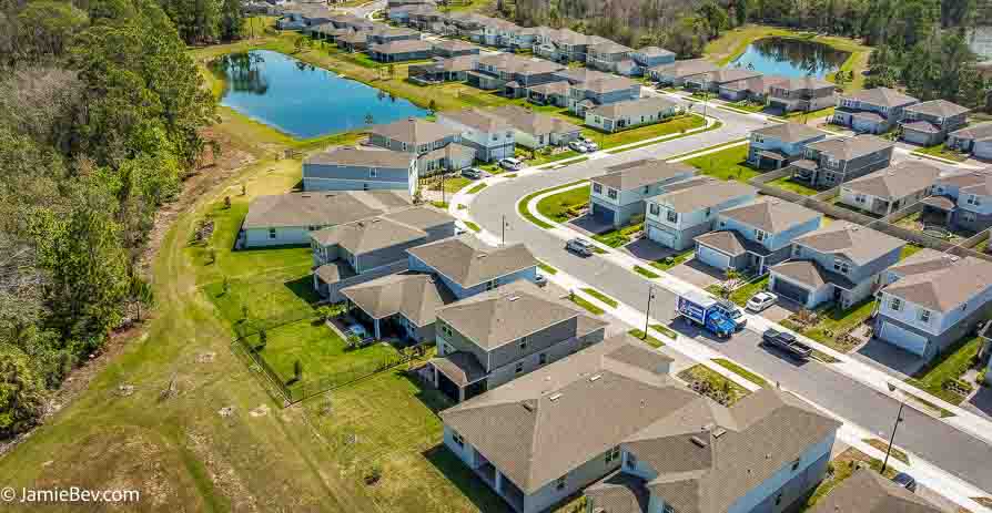 Arial view of 17291 Saw Palmetto Ave, a 4-bedroom home in Serenoa Lakes, Clermont, FL.